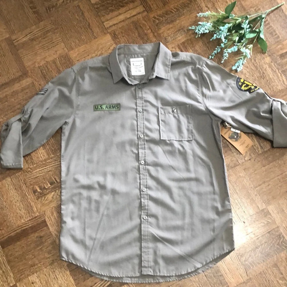 URBANOLOGY Mens Army green shirt - Picture 1 of 7